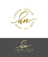 Obraz premium H N. Handdrawn Brush Monogram Calligraphy Logo Design