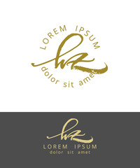 H Z. Handdrawn Brush Monogram Calligraphy Logo Design