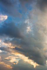 colorful dramatic sky with cloud at sunset.