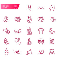 Breast cancer and healthcare vector icons