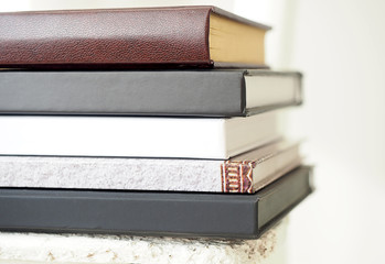 Pile of books close up view