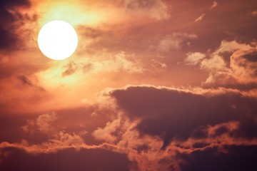 colorful dramatic sky with cloud at sunset.
