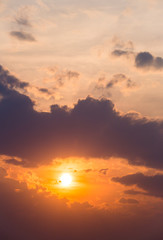 colorful dramatic sky with cloud at sunset.
