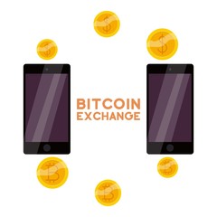Bitcoin exchange icon, cartoon style
