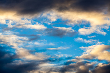 colorful dramatic sky with cloud at sunset.