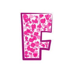 English pink letter F on a white background. Vector illustration.