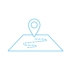 Vector map icon with Pin Pointer. Map line icon on white backgound