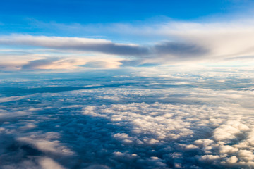 blue sky with the clouds from the plane view