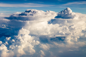 blue sky with the clouds from the plane view