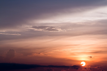 colorful dramatic sky with cloud at sunset.
