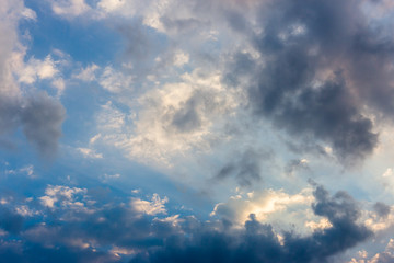 colorful dramatic sky with cloud at sunset.