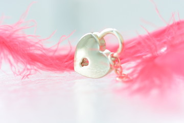 Decorative heart in pink feather