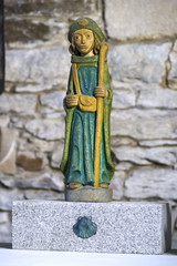  Santa Mar&iacute;a church  in Piedrafita do  Cebreiro , Lugo, Spain ; apostle Santiago image 