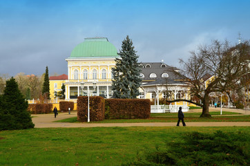 Center of spa Franzensbad overlooking the social house of the music bower