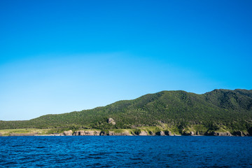 知床観光船からの景色　知床岬　獅子岩