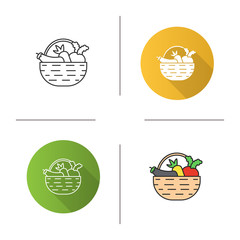 Basket with vegetables icon