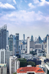 15 February, 2018: Blue sky and city buildings in Bangkok Thailand