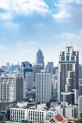 15 February, 2018: Blue sky and city buildings in Bangkok Thailand