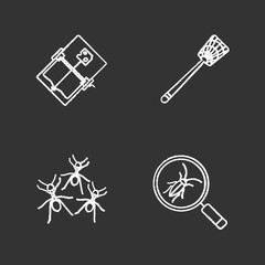 Pest control chalk icons set