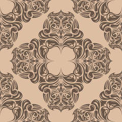 Brown and beige floral seamless pattern