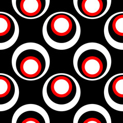 Fototapeta premium Seamless geometric black background. With red and white elements
