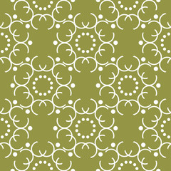 Fototapeta premium Olive green and white geometric seamless pattern