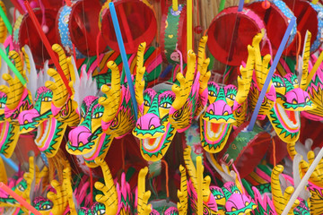Colorful chinese dragon toys background ,( pong-paeng )