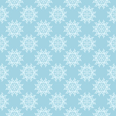 White floral seamless pattern on blue background