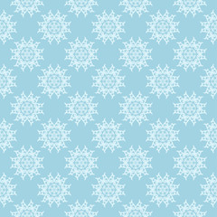 White floral seamless pattern on blue background