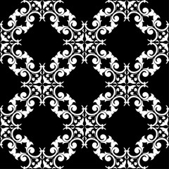 White floral seamless pattern on black background