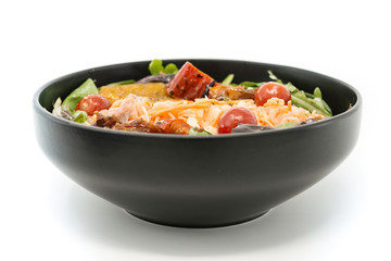 Delicious fresh salad and olive oil