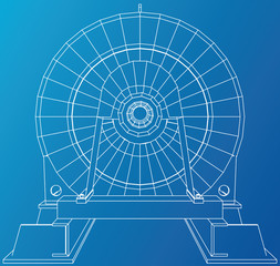 Vector illustration of engine unit oil industry. Created illustration of 3d