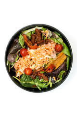 Delicious fresh salad and olive oil