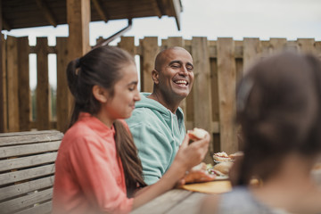 Father Laughing at Brunch