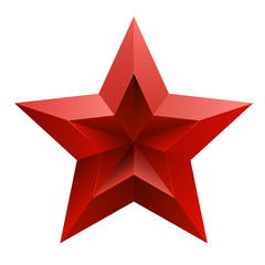  Realistic red star isolate on white background. 