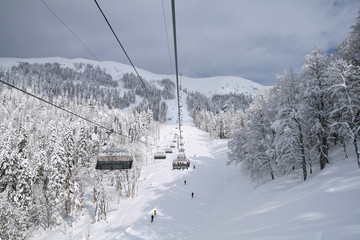 Chairlift in the Caucasus mountains, Rosa Khutor ski resort