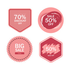 Valentine`s Day set of sale label and sale banner with pink color design.