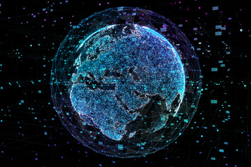 Data exchange and global network over the world 3d illustration