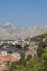 Fototapeta na wymiar Montenegro August Summer Kotor Ski over Town