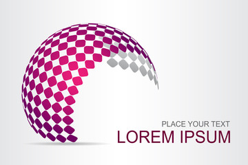 Logo stylized spherical surface with abstract shapes
