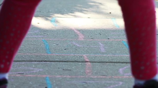 1304 Child Playing Hopscotch, Slow Motion