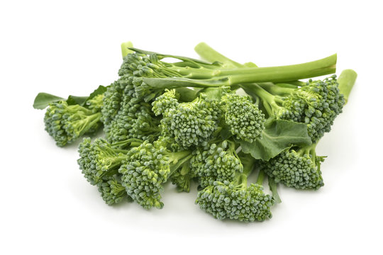 broccolini on a white background