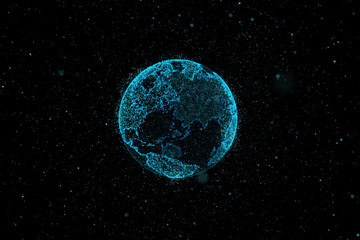 Point, line, surface composed of circular graphics, Global network connection,international meaning. 3d illustration