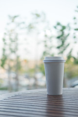 Cup of Hot Coffee on the Outdoor Table