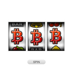 Bitcoin jackpot on slot machine, cryptocurrency symbol