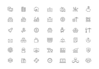 Cryptocurrency Vector line icon set