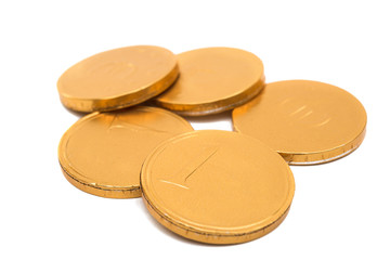 golden coins from isolated