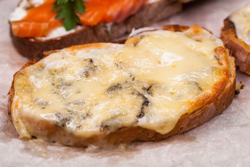 Toast with melted cheese