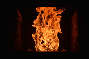 Wood pellets in the fire (on fire)