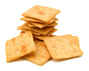 Crackers on white background with clipping path